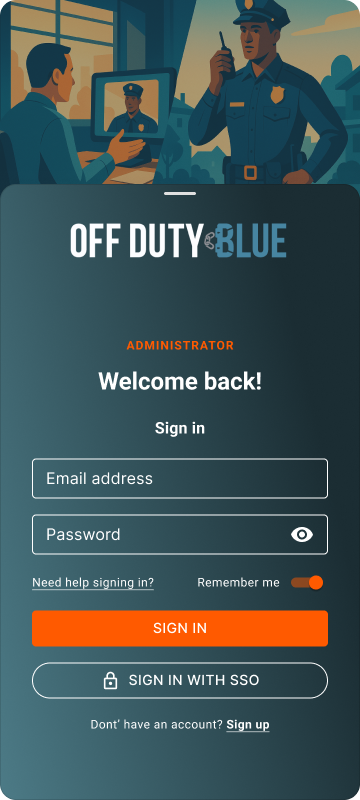 V4 administrator mobile sign-in design